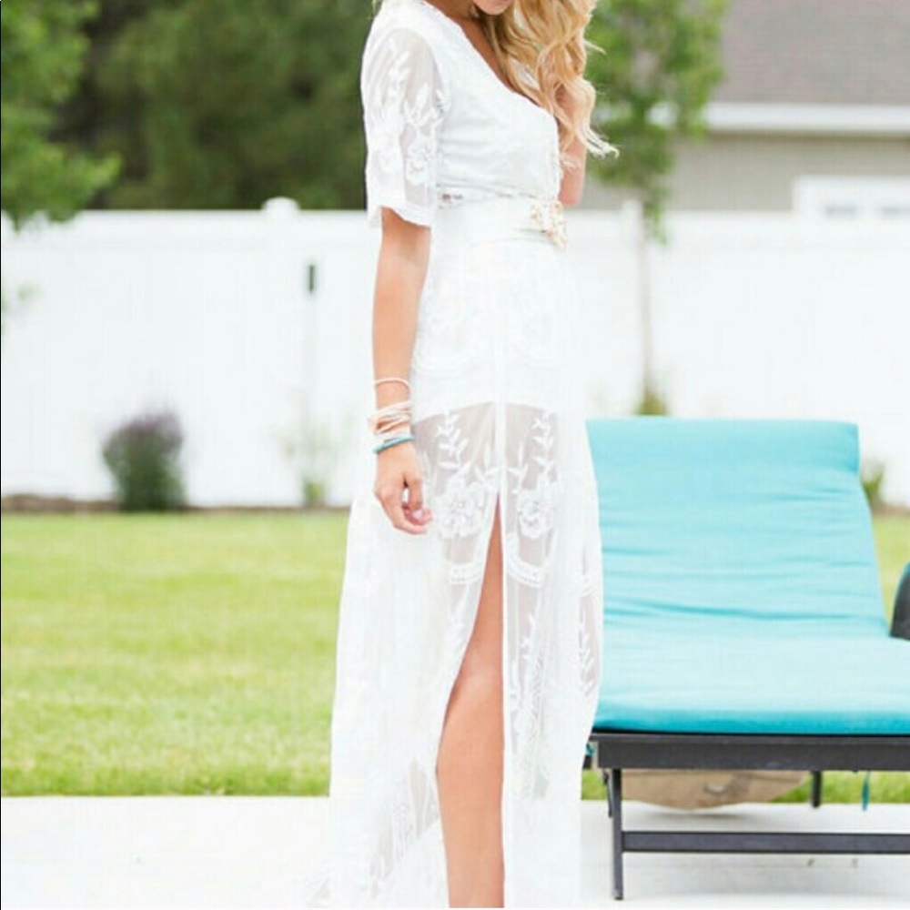 NEW White Crotchet Romper Maxi - Picture 3 of 4